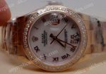 Rose Gold Rolex Datejust Diamond Bezel White Dial Ladies Size